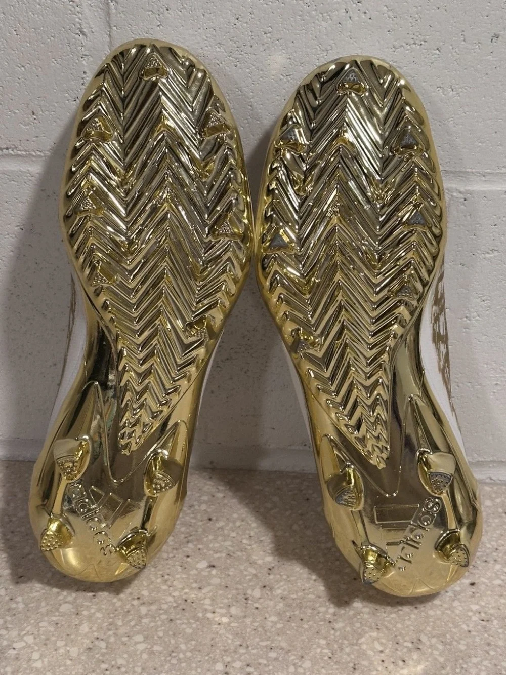 Adidas Adizero White Metallic Gold Primeknit Football Cleats Men's US 11.5